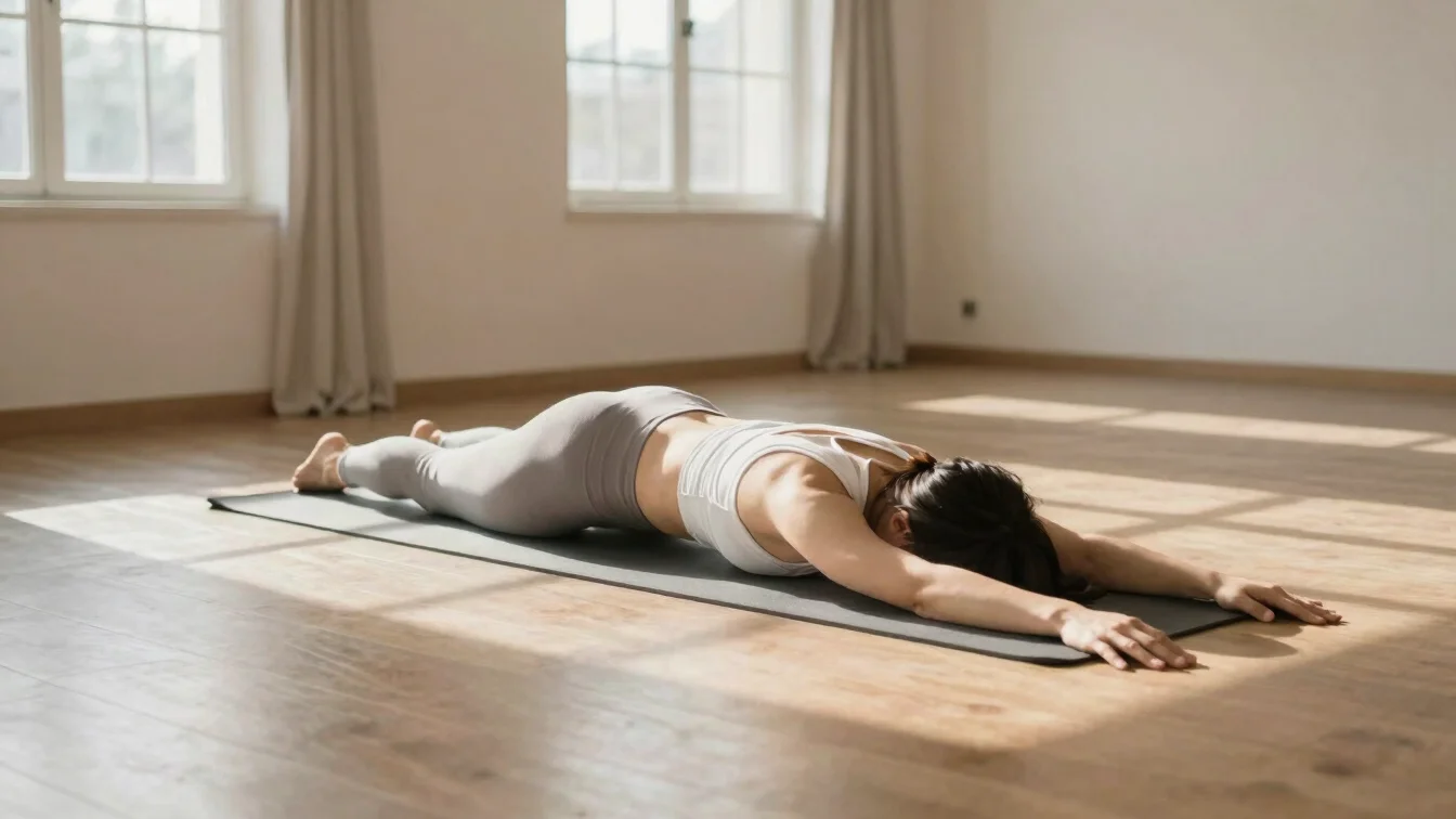 A quiet indoor space arranged for gentle morning stretching with natural light